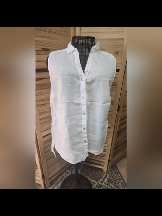J. Jill Tops - J Jill Love Linen White Sleeveless Button Front Linen Top XL Casual Summer
